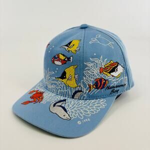 Vintage Unique Hat Cap SnapBack Fish All Over Print AOP Hawaiian Tropical Rare
